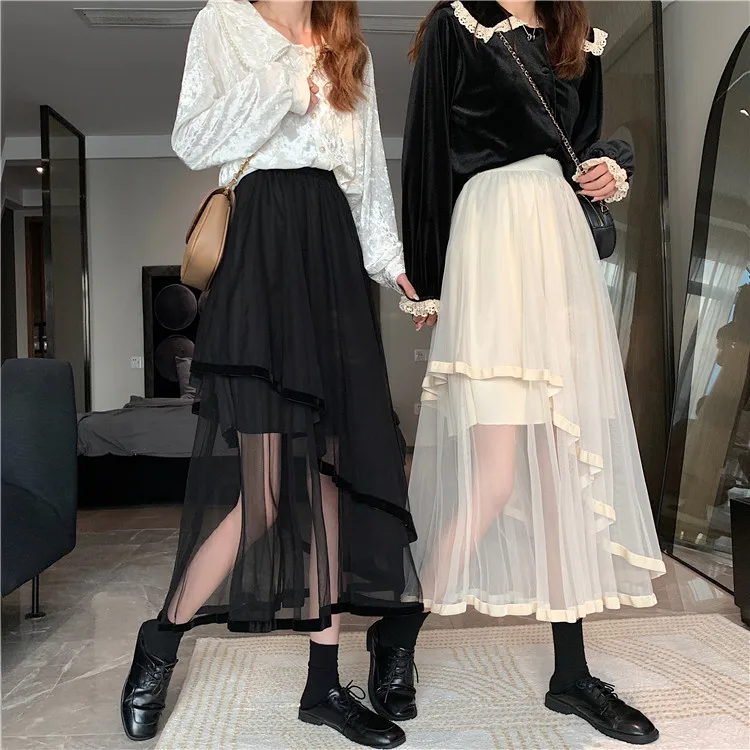 Women Skirts 2022 Faldas Mujer De Moda Patchwork Gauze High Waist A-line Long Jupe Y2k Clothes Fashion Irregular Korean Skirt
Women Skirts 2022 Faldas Mujer De Moda Patchwork Gauze High Waist A-line Long Jupe Y2k Clothes Fashion Irregular Korean Skirt