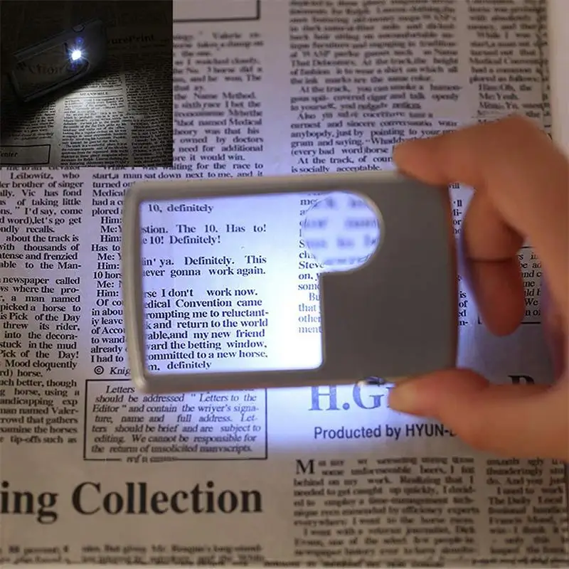 

3X 6X Portable Ultra Thin Card Reading Illuminated Magnifier LED Light Square Credit Card Double Lenses Portable Pocket Loupe