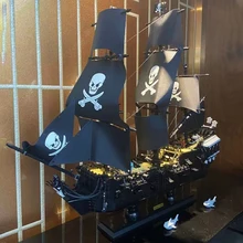 Ideas Series Black Pearl Pirate Ship Building Blocks Creative Queen Annes Revenge Boat Model Bricks Toys For Kid Christmas Gift