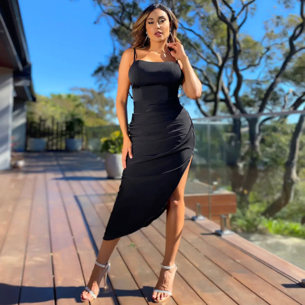 Asymmetrical Cocktail Dress 2022 Spaghetti Straps Backless Sheath Cocktail Gown for Women Midi Sleeveless Black Sexy Party Dress
Asymmetrical Cocktail Dress 2022 Spaghetti Straps Backless Sheath Cocktail Gown for Women Midi Sleeveless Black Sexy Party Dress
