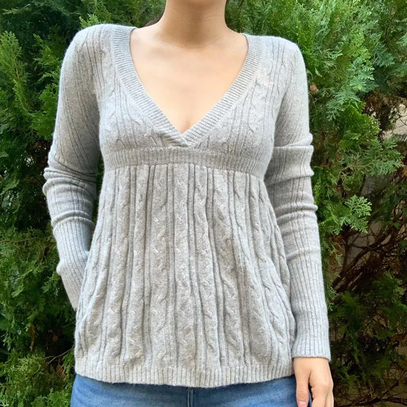 90s Vintage Knitted Sweater Top Women V Neck Long Sleeve T-shirt Pullovers Autumn Spring Tees Aesthetic Retro Kawaii Clothes
90s Vintage Knitted Sweater Top Women V Neck Long Sleeve T-shirt Pullovers Autumn Spring Tees Aesthetic Retro Kawaii Clothes