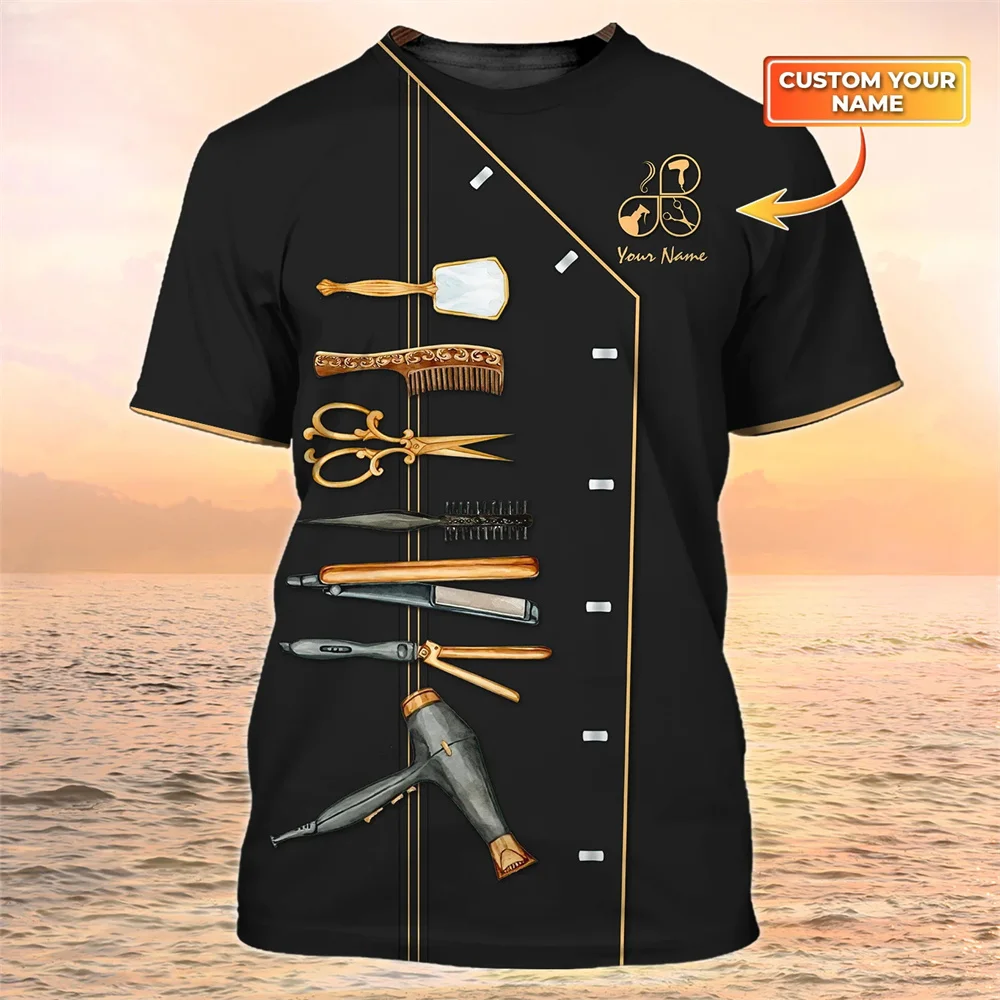 Men's Summer T-shirt, Personalized Named Custom Shirt, 3D Printing, Casual Hairdresser Uniform, Short Sleeved Summer Top
Men's Summer T-shirt, Personalized Named Custom Shirt, 3D Printing, Casual Hairdresser Uniform, Short Sleeved Summer Top