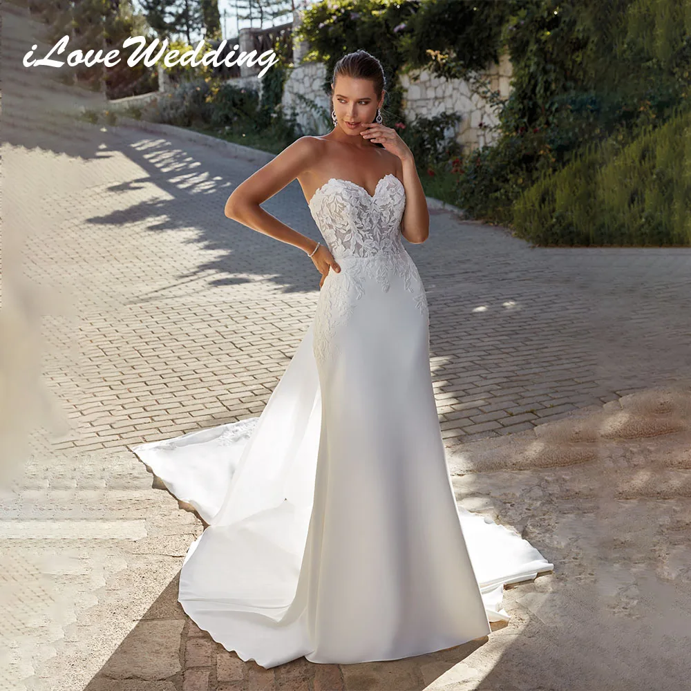 ILoveWedding Sweetheart Mermaid Wedding Dress 2024 Satin Strapless Lace Appliques Bridal Gown Detachable train Vestido De Novia
ILoveWedding Sweetheart Mermaid Wedding Dress 2024 Satin Strapless Lace Appliques Bridal Gown Detachable train Vestido De Novia