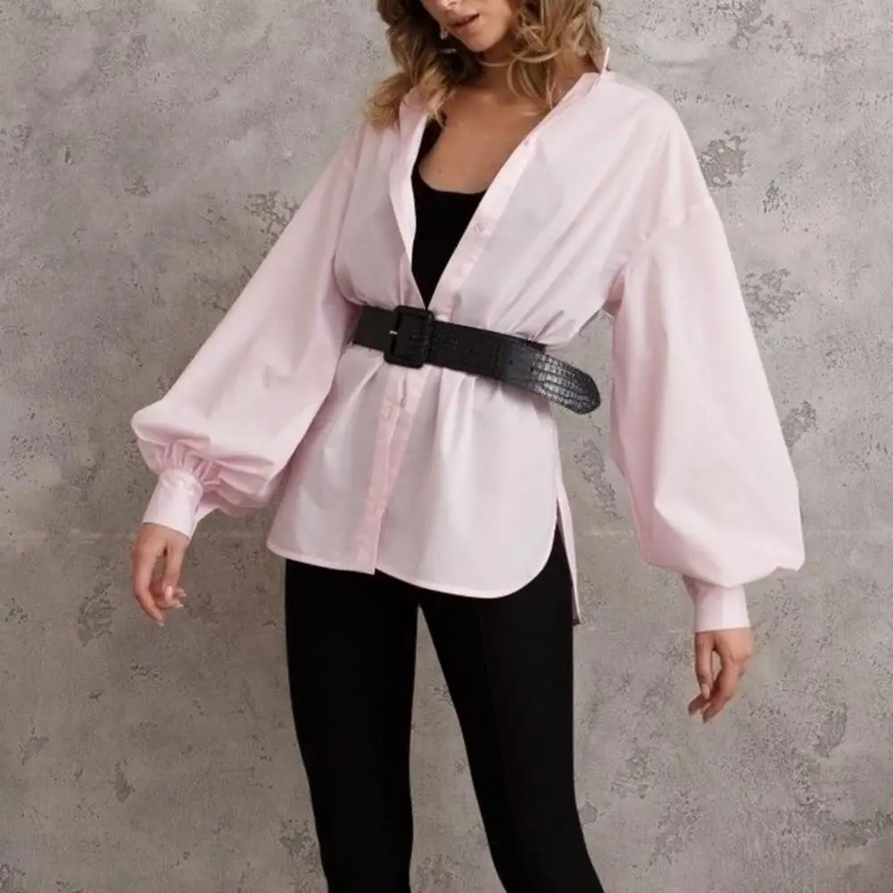 Comfortable Women Shirt Stylish Women's Workwear Stand Collar Lantern Sleeve Shirts for Spring Autumn with Loose Fit Single
Comfortable Women Shirt Stylish Women's Workwear Stand Collar Lantern Sleeve Shirts for Spring Autumn with Loose Fit Single