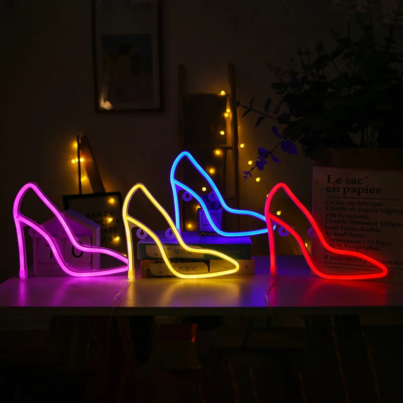 

Новая светодиодная неоновая лампа на высоких каблуках Ins 2022, моделирующая лампа, аксессуары для украшения спальни, праздничное украшение Grace, подарки, рождественские украшения