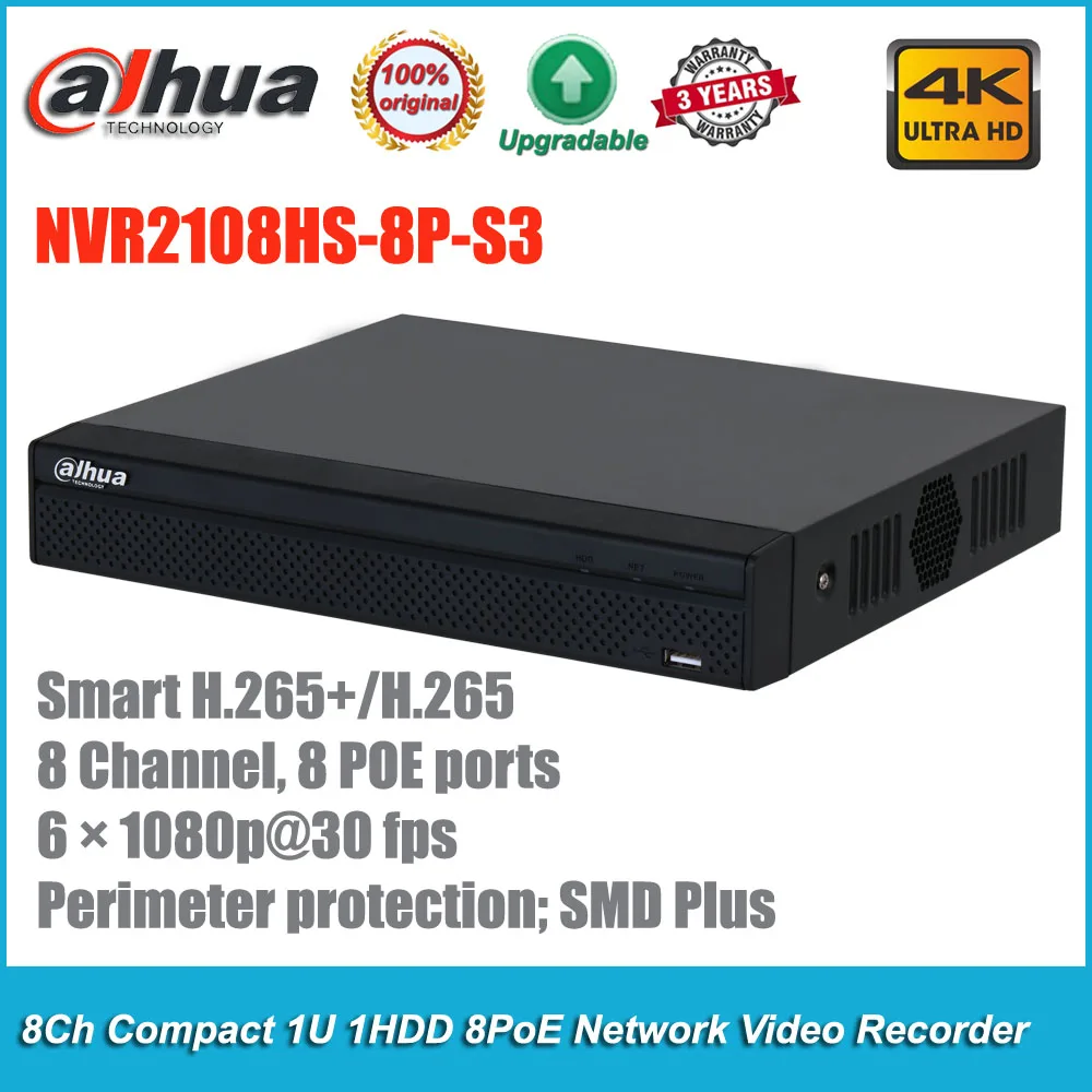 Original Dahua NVR2108HS-8P-S3 8 Channel Compact 1U 1HDD 8PoE Network Video Recorder SMD Plus Up To 12MP
Original Dahua NVR2108HS-8P-S3 8 Channel Compact 1U 1HDD 8PoE Network Video Recorder SMD Plus Up To 12MP
