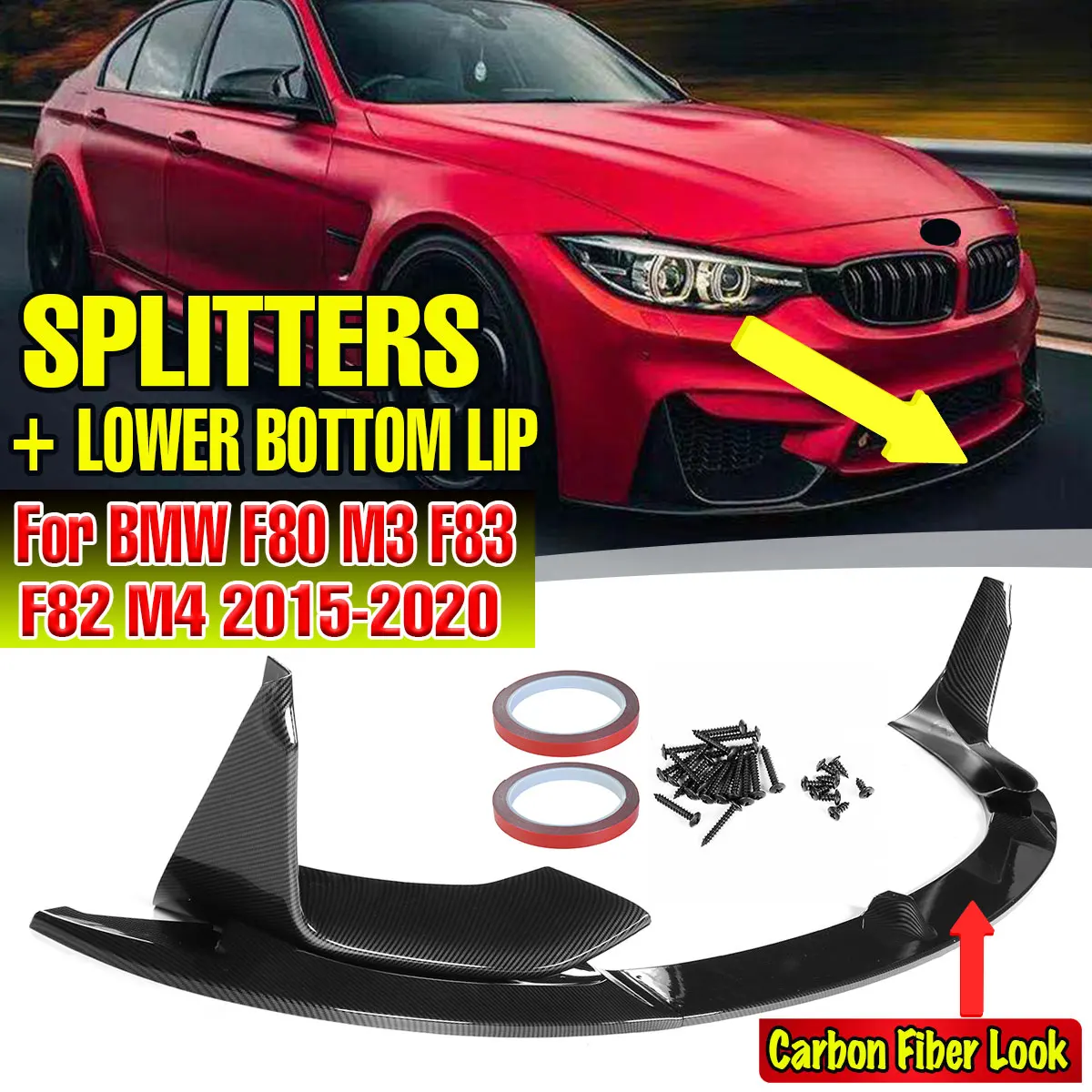 High Quality Front Bumper Spoiler Lip Chin Body Kits + Side Splitter Winglet Aprons Guard For BMW F80 M3 F83 F82 M4 2015-2020
High Quality Front Bumper Spoiler Lip Chin Body Kits + Side Splitter Winglet Aprons Guard For BMW F80 M3 F83 F82 M4 2015-2020