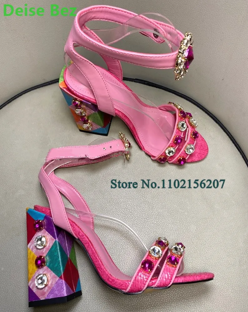 Chunky Heel Rhinestone Round Toe Sandals For Women Mixed Colors Ankle Strap With Buckle Sexy Sweet Shallow Fashion Summer Shoes
Chunky Heel Rhinestone Round Toe Sandals For Women Mixed Colors Ankle Strap With Buckle Sexy Sweet Shallow Fashion Summer Shoes