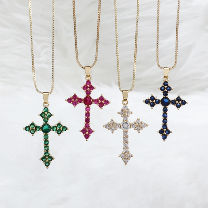 Fashionable Delicate Red Green Crystal Zirconia Cross Pendant Necklace Women Elegant Party Jewelry Amulet Christmas Gift
Fashionable Delicate Red Green Crystal Zirconia Cross Pendant Necklace Women Elegant Party Jewelry Amulet Christmas Gift