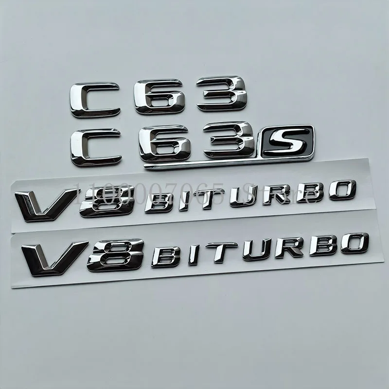 2015 хром острые 3D буквы C63 C63S V8 Biturbo Эмблема для Mercedes Benz AMG Coupe автомобильный боковой