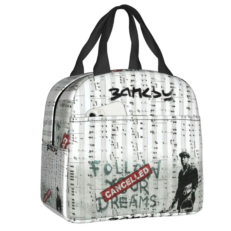 

Banksy Follow Your Dreams Insulated Lunch Tote Bag for Women Street Pop Art Resuable Cooler Thermal Bento Box Outdoor Camping