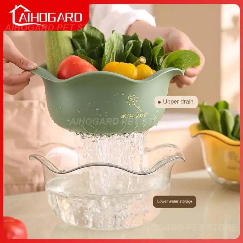 

Handle For Effortless Handling Drainage Basket Double Layered Design Quick Drainage Fruit Bowl High Quality Materials