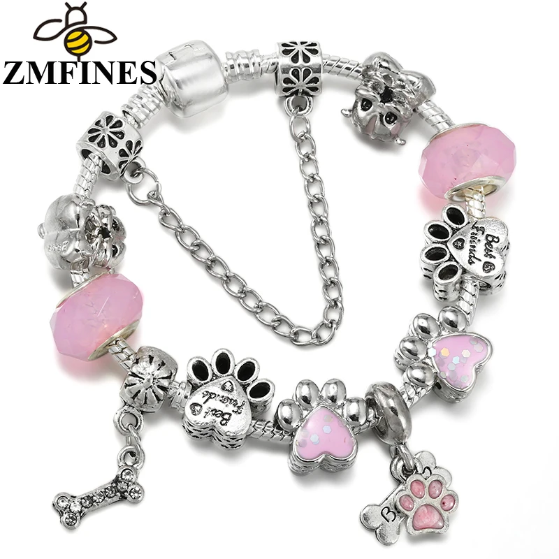 Pink Cartoon Snake Chain Charm Bracelet For Women With Dog Paw DIY Charms Beads Pendants High-Quality Jewelry Dropshipping
Pink Cartoon Snake Chain Charm Bracelet For Women With Dog Paw DIY Charms Beads Pendants High-Quality Jewelry Dropshipping