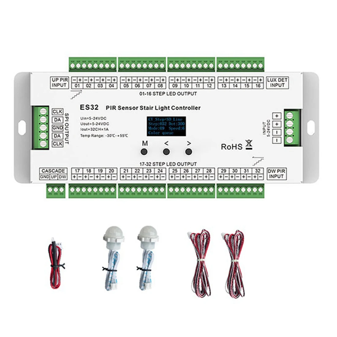 32CH ES32 PIR Sensor Stair Light Controller Human Body Infrared Inductive Switch Stair Lamp Control for Single Color
32CH ES32 PIR Sensor Stair Light Controller Human Body Infrared Inductive Switch Stair Lamp Control for Single Color