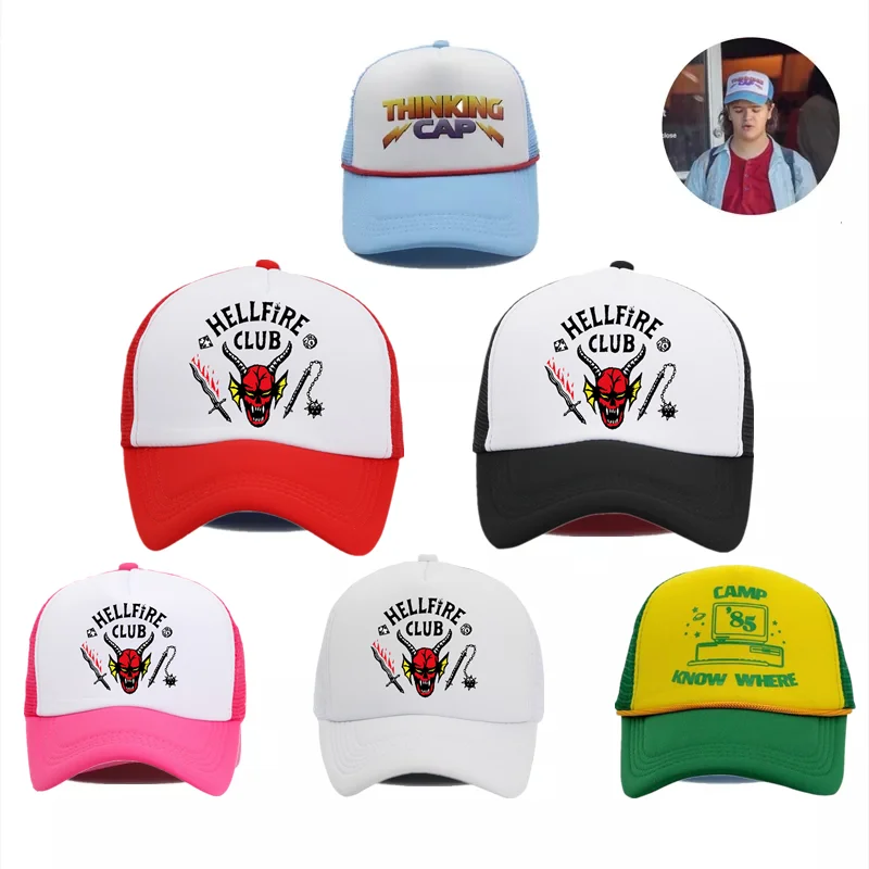 Stranger Things Season 4 Hellfire Club Cotton Cap Cosplay Dustin Baseball Hat Mesh Thinking Sunshade Hats Adult Prop Accessories
Stranger Things Season 4 Hellfire Club Cotton Cap Cosplay Dustin Baseball Hat Mesh Thinking Sunshade Hats Adult Prop Accessories