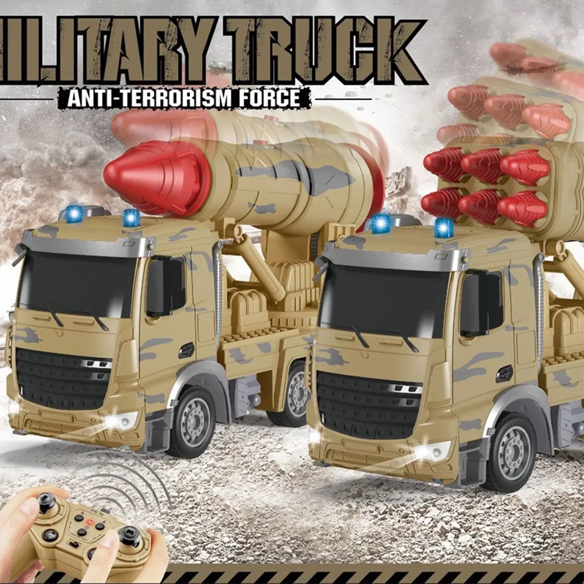 1:24 Remote Control 2.4G Car RC military car Children Army Car toy Simulated Military Truck firing shell RC Truck With Lights
1:24 Remote Control 2.4G Car RC military car Children Army Car toy Simulated Military Truck firing shell RC Truck With Lights