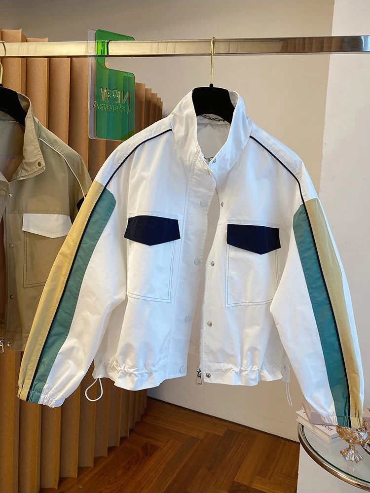 2023 Spring Women Jacket Patchwork Long Sleeve Jacket Female Coat Drawstring Jacket Autumn Stand Collar Windbreaker Coat
2023 Spring Women Jacket Patchwork Long Sleeve Jacket Female Coat Drawstring Jacket Autumn Stand Collar Windbreaker Coat