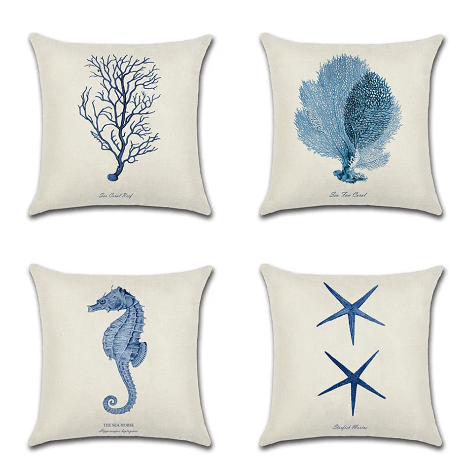 Sofa Decoration Linen Blue Pillowcase Coral Starfish Marine Life Prints Cushion Cover Throw Pillow Car Home Decor Pillow Case
Sofa Decoration Linen Blue Pillowcase Coral Starfish Marine Life Prints Cushion Cover Throw Pillow Car Home Decor Pillow Case