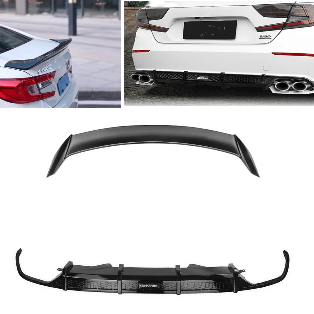 Задний бампер для Honad Accord 4, 10, модели седанов 2018-2020, черный блеск, диффузор, Скоба для губ + спойлер для багажника, отделка
Задний бампер для Honad Accord 4, 10, модели седанов 2018-2020, черный блеск, диффузор, Скоба для губ + спойлер для багажника, отделка