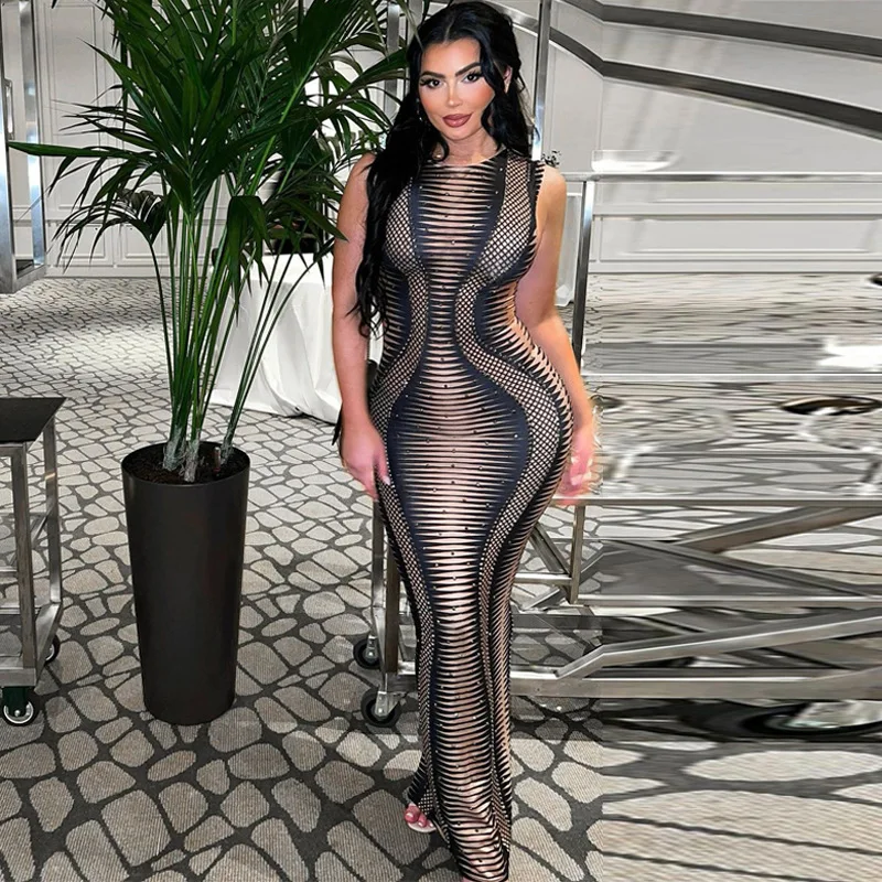 Contrast Trend Skinny Women Bodycon Sleeveless Aesthetic Print Maxi Dress O Neck Fitness Stretchy Slim Clubwear Vestidos
Contrast Trend Skinny Women Bodycon Sleeveless Aesthetic Print Maxi Dress O Neck Fitness Stretchy Slim Clubwear Vestidos