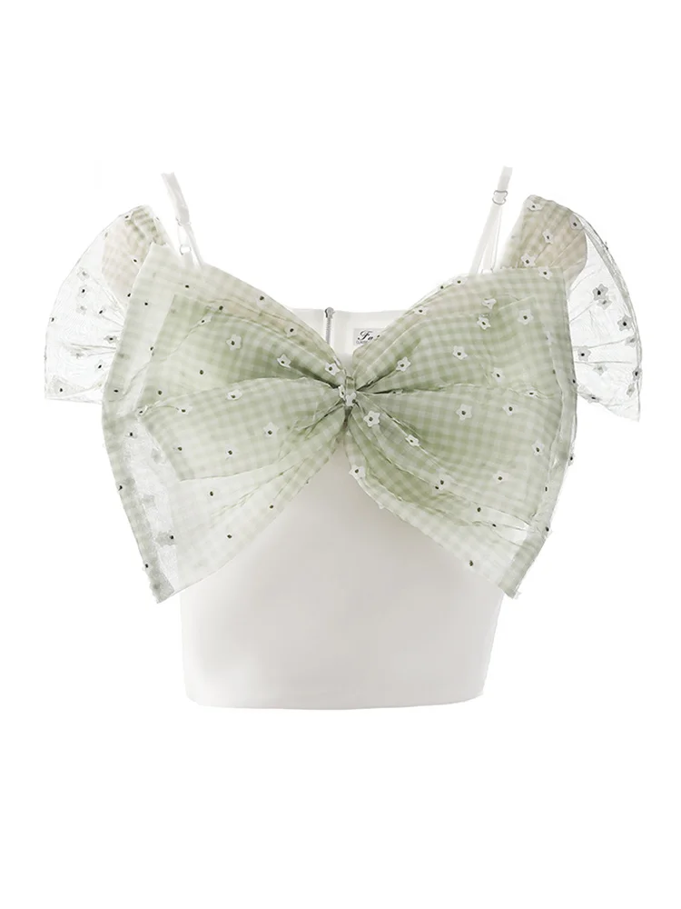Women Green Mesh Bow Elegant Tank Tops New V-collar Sleeveless Personality Fashion Tide Spring Summer 2022 M200
Women Green Mesh Bow Elegant Tank Tops New V-collar Sleeveless Personality Fashion Tide Spring Summer 2022 M200