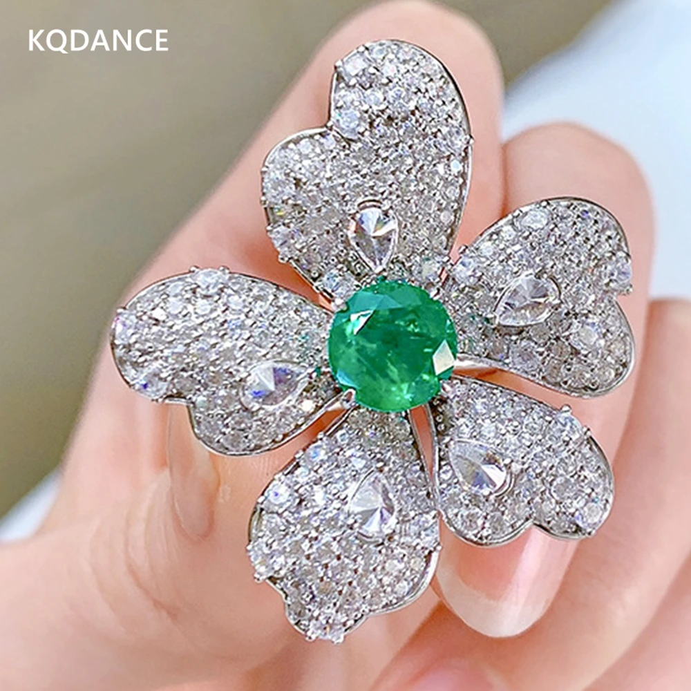 KQDANCE 925 Sterling Silver Create emerald Gemstones 2 ct diamond Flower Ring with Green Stones Fine Jewelry for Women Party
KQDANCE 925 Sterling Silver Create emerald Gemstones 2 ct diamond Flower Ring with Green Stones Fine Jewelry for Women Party