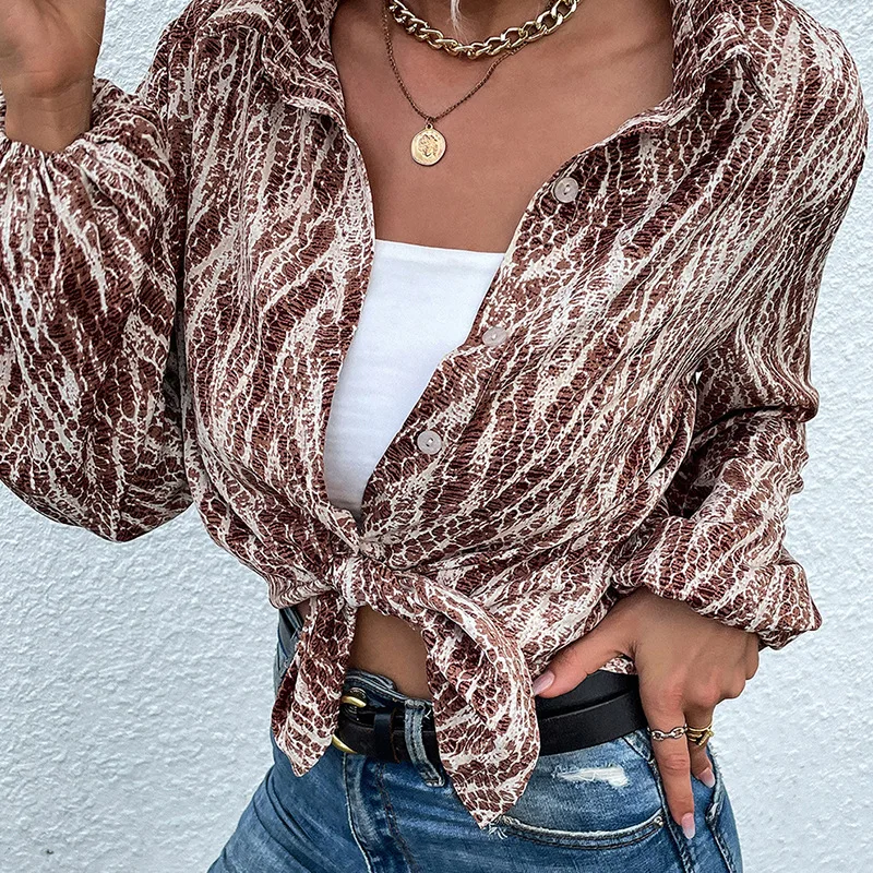 Блузка женская на весну и осень, рубашка с длинным рукавом и принтом на бретельках, Женский Топ 
Блузка женская на весну и осень, рубашка с длинным рукавом и принтом на бретельках, Женский Топ