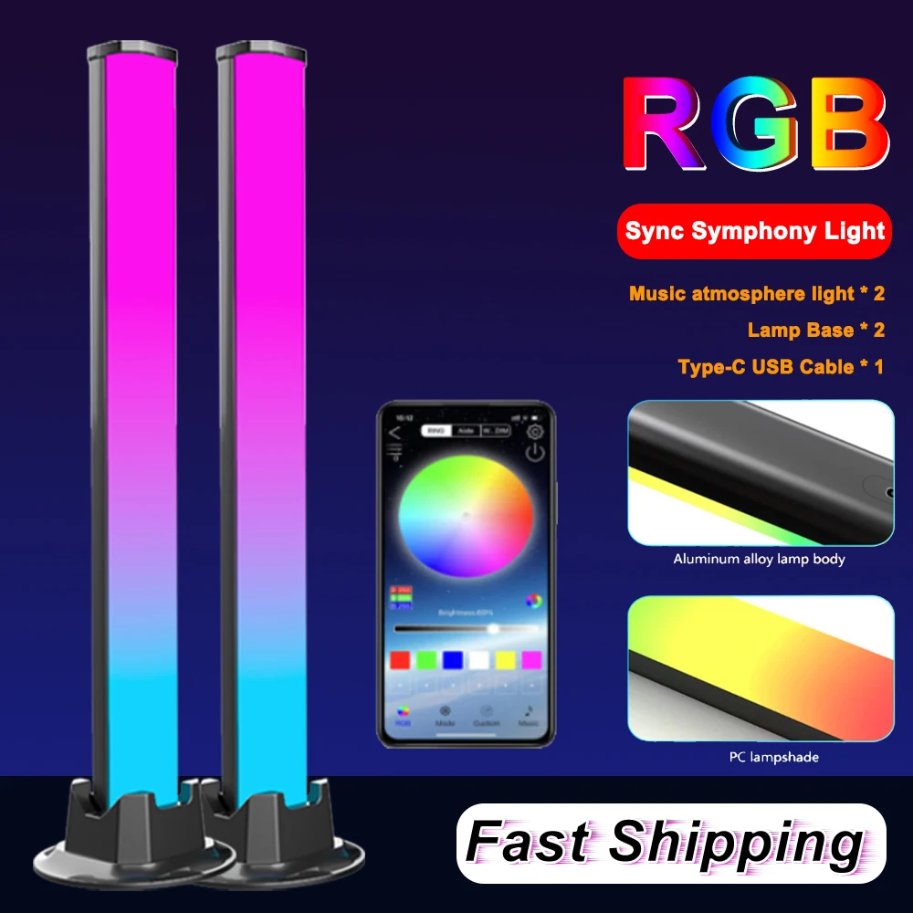 LED Symphony Lights RGB Music Sound Control Light APP Controls Colorful Rhythm Ambient Pickup Light For TV Bar Home Decor Lamp
LED Symphony Lights RGB Music Sound Control Light APP Controls Colorful Rhythm Ambient Pickup Light For TV Bar Home Decor Lamp