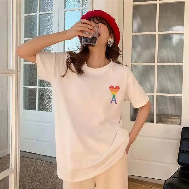 2022 Women's Summer Fashion Casual O Neck T-shirt Love Letter A Loose Solid Color Printing Tops Female Tees Man/Women T-shirt
2022 Women's Summer Fashion Casual O Neck T-shirt Love Letter A Loose Solid Color Printing Tops Female Tees Man/Women T-shirt