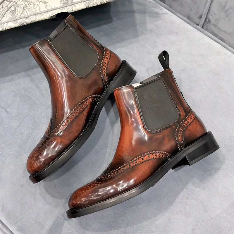 Donna-in Chelsea Boots Women Luxury Handmade Genuine Leather British Style Elastic Band Round Toe Block Heel Ankle Booties
Donna-in Chelsea Boots Women Luxury Handmade Genuine Leather British Style Elastic Band Round Toe Block Heel Ankle Booties