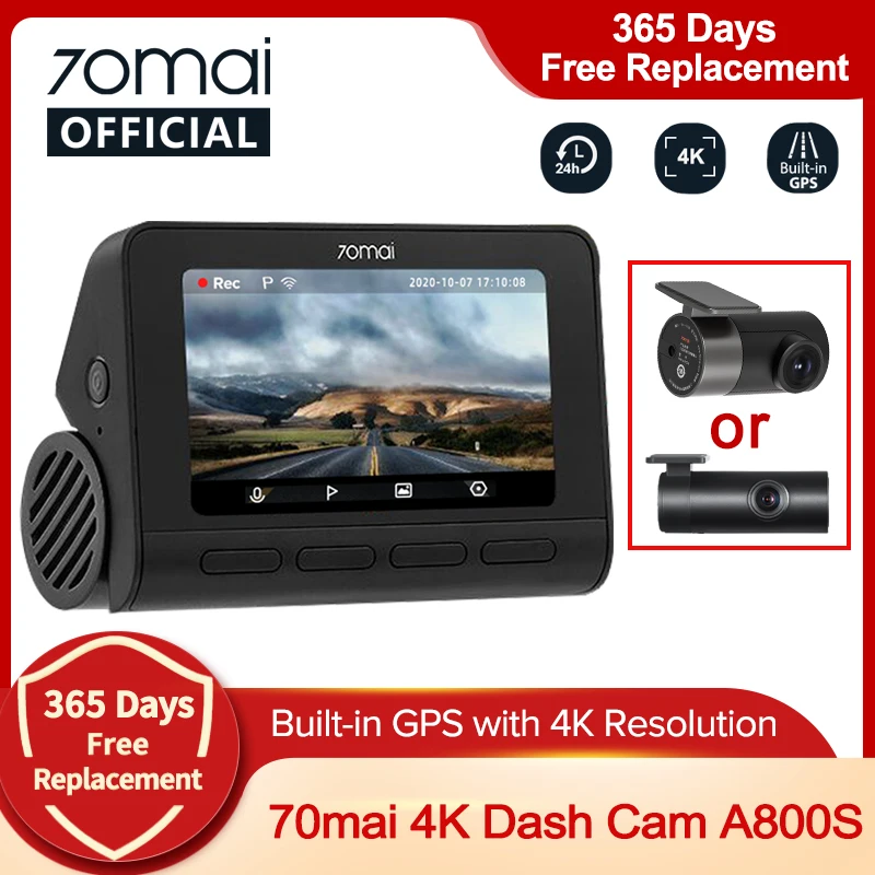 Видеорегистратор 70mai 4K A800S GPS ADAS 140FOV камера Автомобильный видеорегистратор