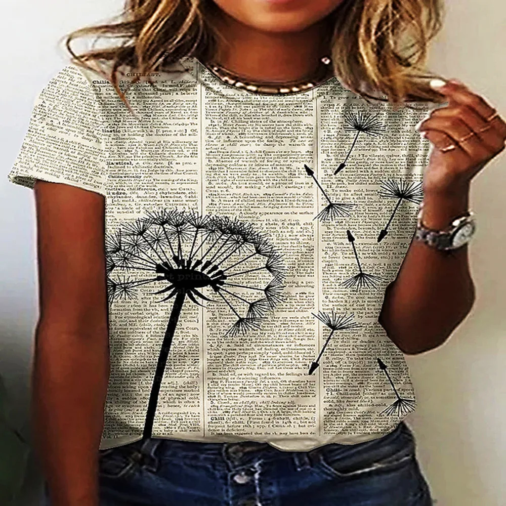 2022 New Fashion 3D dandelion Floral print women T-shirts round neck Floral print dandelion style newspaper shirts
2022 New Fashion 3D dandelion Floral print women T-shirts round neck Floral print dandelion style newspaper shirts