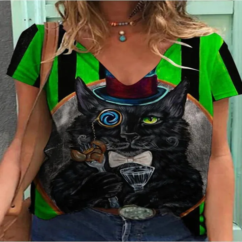 3D Printed Cat Sexy V-neck Fashionable Women's Shirt 2022 Elegant Summer Short Sleeve T-shirt y2k Fashionable Art Personality An
3D Printed Cat Sexy V-neck Fashionable Women's Shirt 2022 Elegant Summer Short Sleeve T-shirt y2k Fashionable Art Personality An