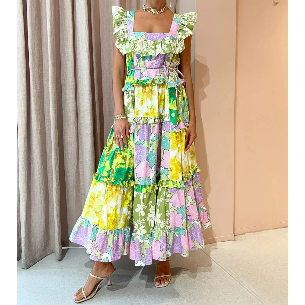 Top Quality Spring Summer New 2023 Cotton Multi-color Flral Printing Square Collar Sleeveless Midi Dress for Holiday
Top Quality Spring Summer New 2023 Cotton Multi-color Flral Printing Square Collar Sleeveless Midi Dress for Holiday