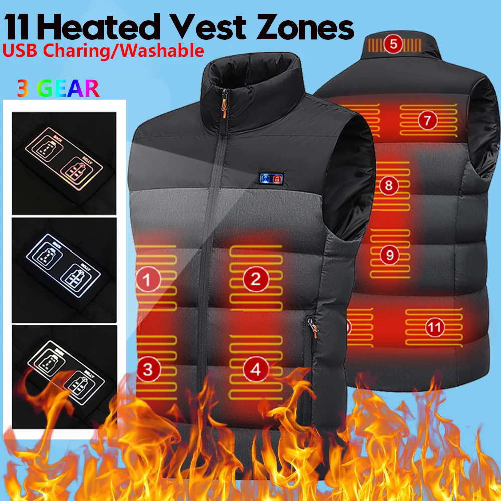 11 Heated Vest Zones Electric Heated Jacket Washable Unisex Winter Jacket USB Winter Heating Vest Thermal Clothing Size S-6XL 
11 Heated Vest Zones Electric Heated Jacket Washable Unisex Winter Jacket USB Winter Heating Vest Thermal Clothing Size S-6XL