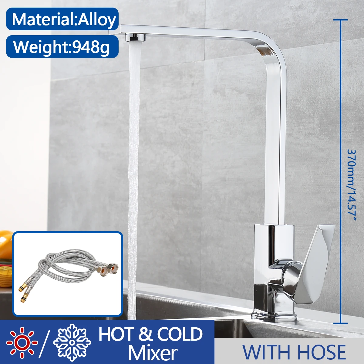 Free Shipping Chrome Kitchen Mixers Faucet Wall Mounted Cold & Hot Water Sink Tap 360 Degree Swivel Single Hole Tap
Free Shipping Chrome Kitchen Mixers Faucet Wall Mounted Cold & Hot Water Sink Tap 360 Degree Swivel Single Hole Tap