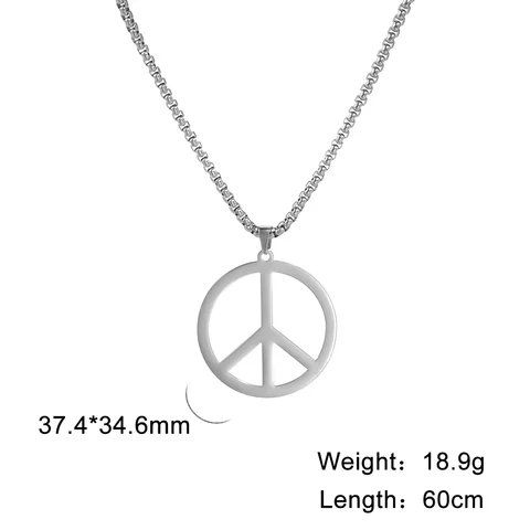 Ожерелье Vassago в стиле хиппи с надписью мира, символ мира, ювелирные изделия из нержавеющей стали, аксессуары 1960s, ожерелье для мужчин и женщин