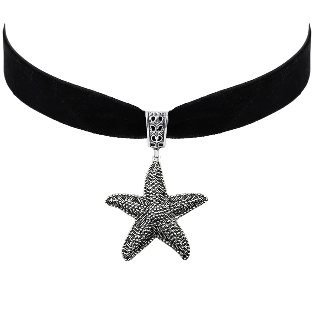 Big Starfish Pendant Choker Black Velvet Necklace Antique Silver Color Marine Animals Creative Fashion Charms Jewelry For Women
Big Starfish Pendant Choker Black Velvet Necklace Antique Silver Color Marine Animals Creative Fashion Charms Jewelry For Women