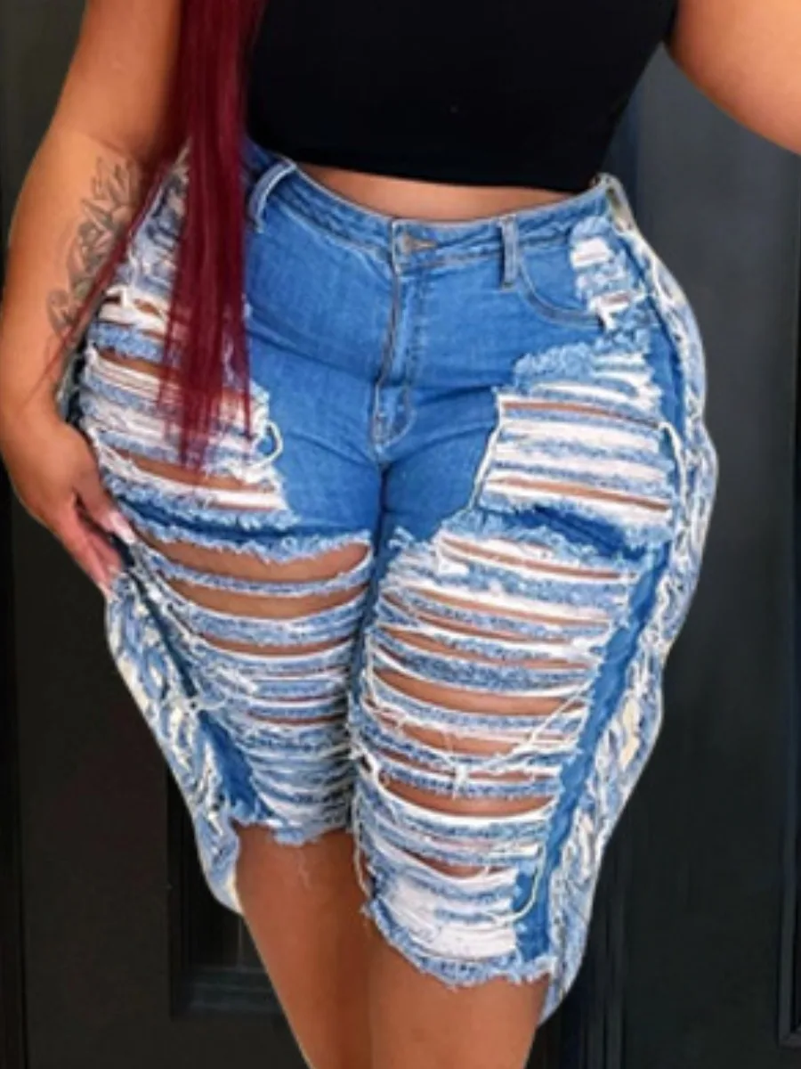 LW Plus Size Ripped High Stretchy Denim Shorts Casual Holes Mid-Waist Daily Fashion Women Solid Color Sheath Summer Pants
LW Plus Size Ripped High Stretchy Denim Shorts Casual Holes Mid-Waist Daily Fashion Women Solid Color Sheath Summer Pants