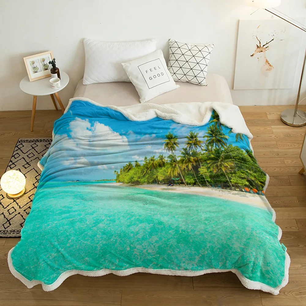 Beach Ocean Sky Landscape Plush Throw Blanket Sherpa Fleece Bedspread Blankets Sofa Cover Bedding Picnic Wool Soft Blanket
Beach Ocean Sky Landscape Plush Throw Blanket Sherpa Fleece Bedspread Blankets Sofa Cover Bedding Picnic Wool Soft Blanket
