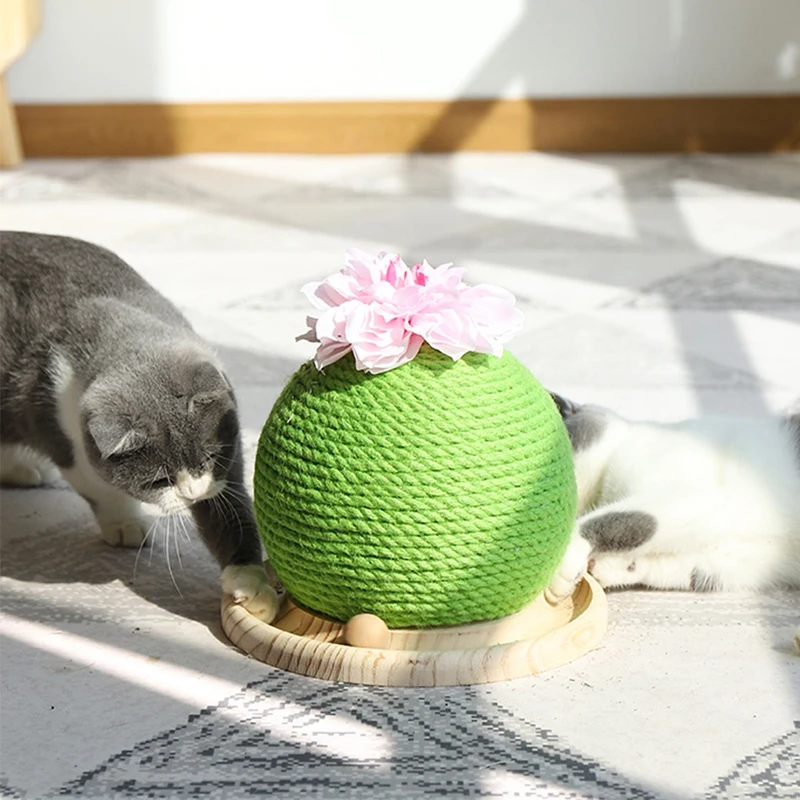 

Износостойкая тканая сизальная кошка царапина кактус шар деревянная основа искусственная Когтеточка забавные аксессуары