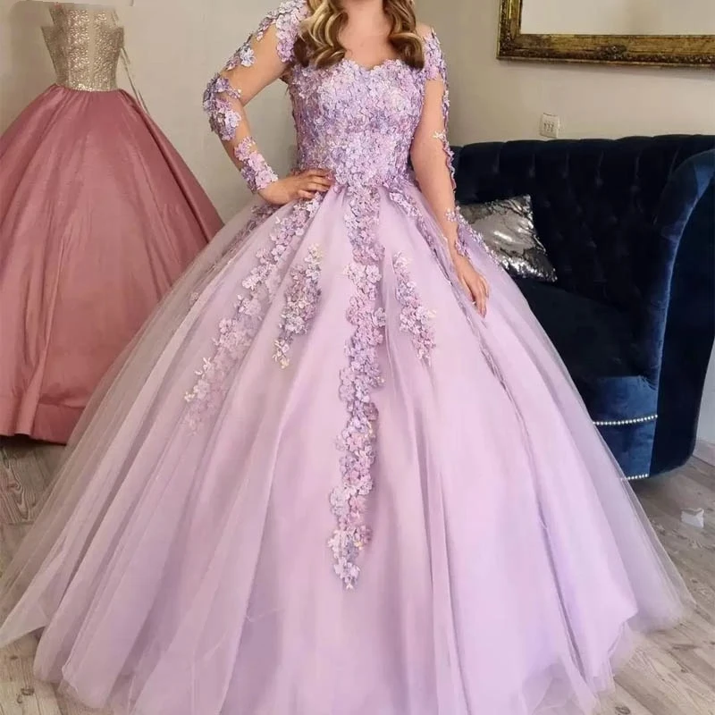 ANGELSBRIDEP Lilac Quinceanera Dresses Plus Size Ball Gown 3D Floral Lace Appliques Long Sleeves Party Evening Pageant Gowns
ANGELSBRIDEP Lilac Quinceanera Dresses Plus Size Ball Gown 3D Floral Lace Appliques Long Sleeves Party Evening Pageant Gowns