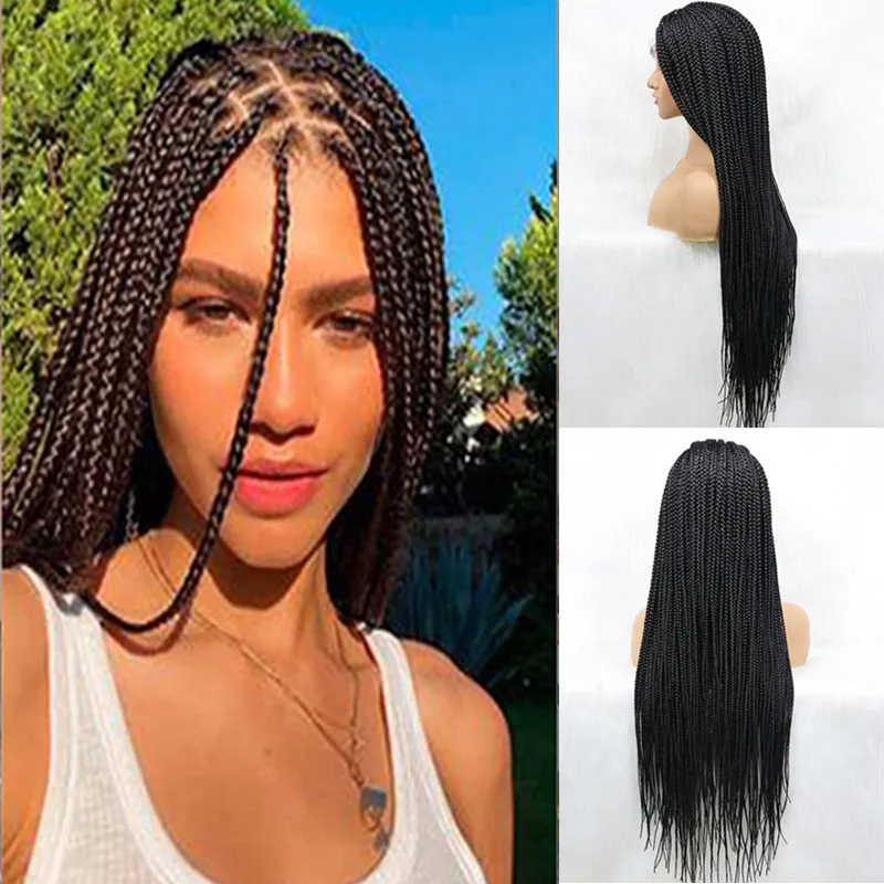 Black Synthetic Full Lace Wig Long Braided Box Braids Wigs for Women Hair Lace Wigs Black High Temperature Fiber Cosplay Wig
Black Synthetic Full Lace Wig Long Braided Box Braids Wigs for Women Hair Lace Wigs Black High Temperature Fiber Cosplay Wig