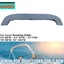 Bimini-600D 3 보우 탑 부츠 커버, 지퍼가 있는 방수 요트 보트 커버, UV 차단 방진 커버, 해양 액세서리