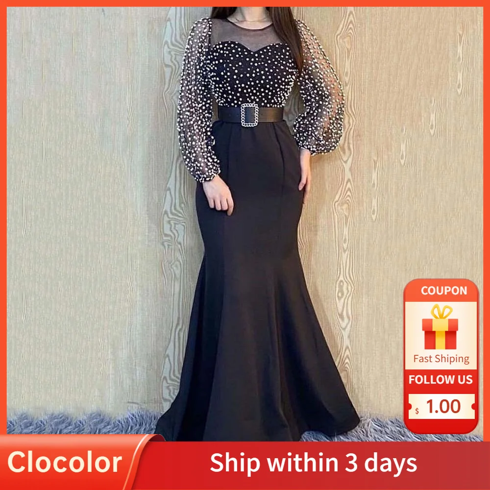 Elegant Beaded Black Mermaid Dress Puff Long Sleeve Sexy Mesh Women Bodycon Maxi Evening Party Dress White Mature Woman Dress
Elegant Beaded Black Mermaid Dress Puff Long Sleeve Sexy Mesh Women Bodycon Maxi Evening Party Dress White Mature Woman Dress