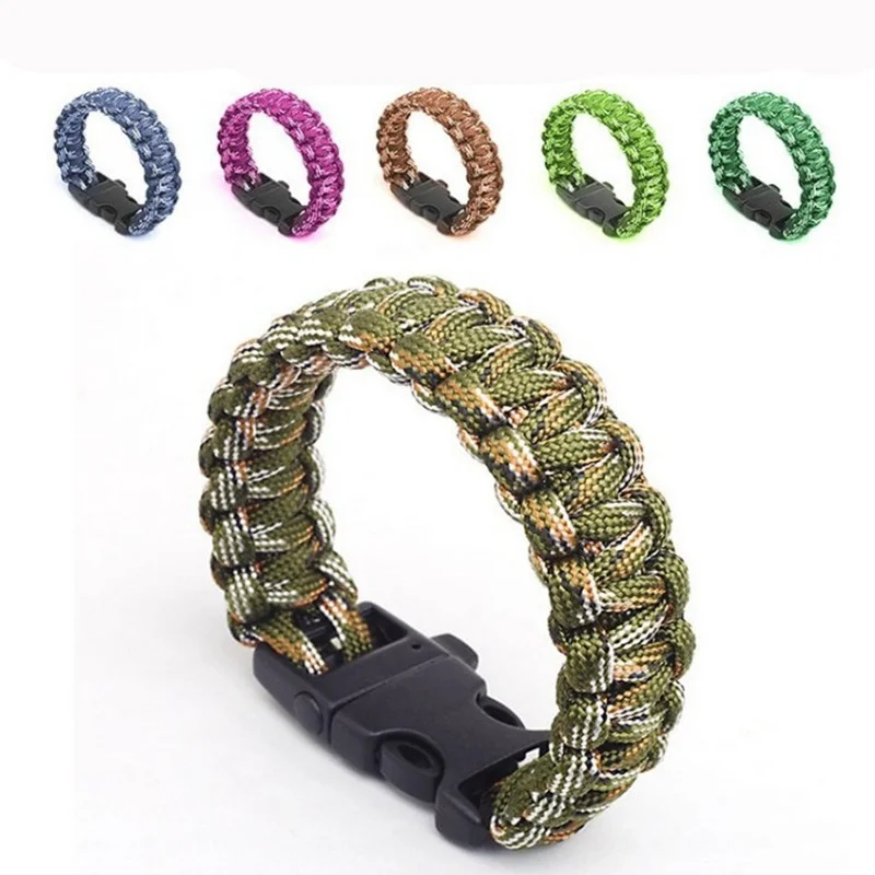 

1pc 24.5cm Seven Core Outdoor Camping 550 Paracord Parachute Cord Emergency Survival Bracelet Rope with Whistle Tools