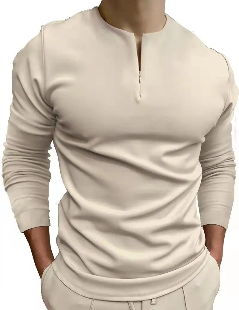 2021 Men Casual Polo shirts khaki Without Collar Long Sleeve Zipper Design Tops Harajuku Men's Streetwear Men's fashion
2021 Men Casual Polo shirts khaki Without Collar Long Sleeve Zipper Design Tops Harajuku Men's Streetwear Men's fashion