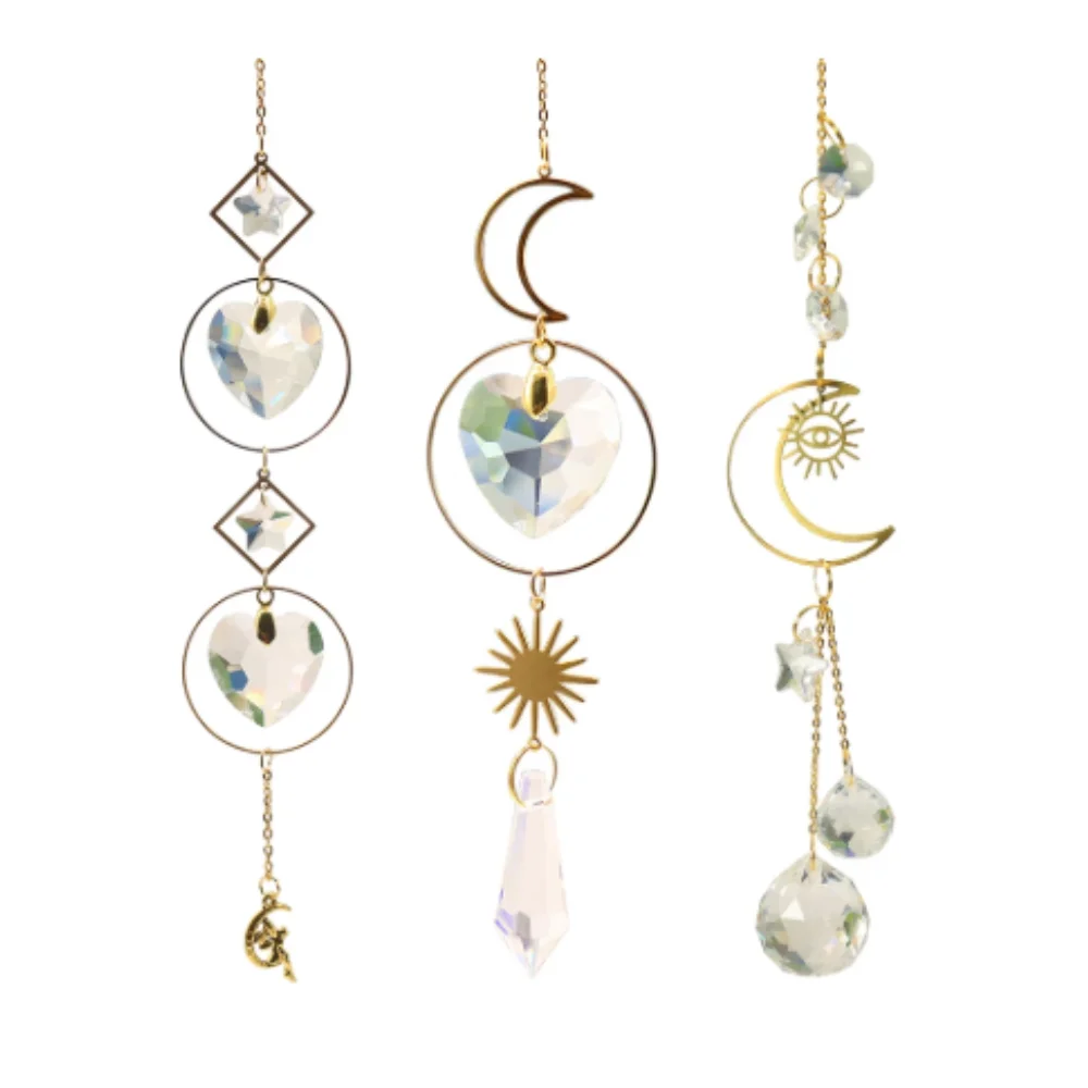Sun and Moon Rainbow Crystal Suncatcher Hanging Glass Prisms Wind Pendants Heart Light Sun Catcher Decor for Home Window Garden
Sun and Moon Rainbow Crystal Suncatcher Hanging Glass Prisms Wind Pendants Heart Light Sun Catcher Decor for Home Window Garden