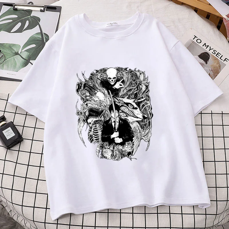 Machima Casual Print T-shirt Summer Students Short Sleeved Tees Women Tops Japanese Anime Chainsaw Man Y2k Streetwear Blouse 
Machima Casual Print T-shirt Summer Students Short Sleeved Tees Women Tops Japanese Anime Chainsaw Man Y2k Streetwear Blouse