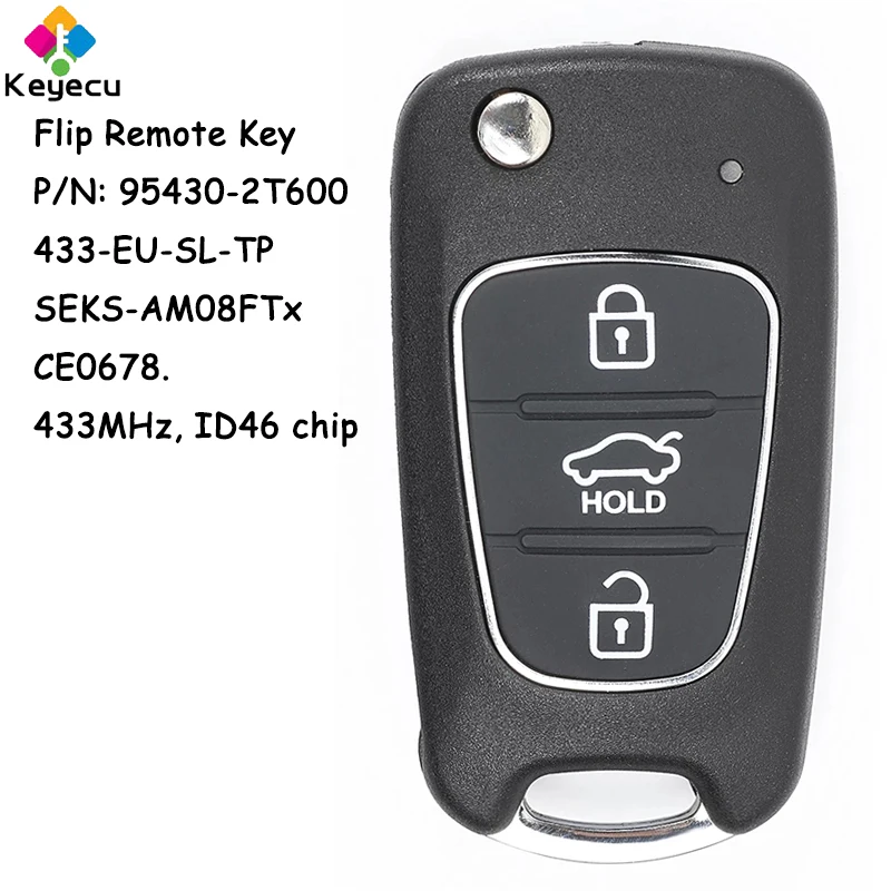 KEYECU Upgraded Flip Remote Control Car Key With 3 Buttons 433MHz ID46 Chip for Kia Optima 2010 2011 2012 Fob P/N: 95430-2T600
KEYECU Upgraded Flip Remote Control Car Key With 3 Buttons 433MHz ID46 Chip for Kia Optima 2010 2011 2012 Fob P/N: 95430-2T600